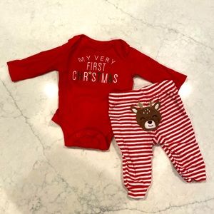 Baby newborn outfit. My First Christmas. Gently used. Carters.